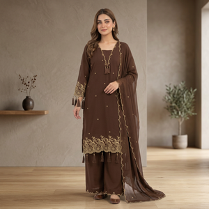 Launching New Designer Party Wear Look Designer Embroidered Worked <b>Top</b> Plazzo With Dupatta - Product Image 1