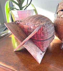 Cesta de Arroz de Bambú Tailandesa Hecha a Mano, Estilo Vintage Kratip Kong Kao Boho, Juego de 2 Cestas de Almacenamiento Tejidas Ecológicas - Product Image 5