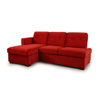 Canapé-lit sectionnel en tissu rouge en forme de L avec rangement et chaise longue pour salon, appartement, mobilier de maison