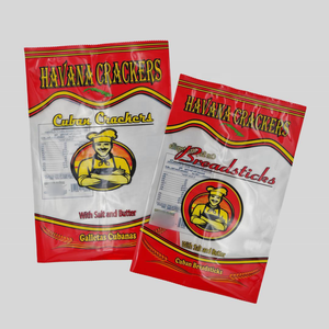 Breadsticks Galletas Bolsa de embalaje de plástico Bolsa de sello medio trasero Logotipo personalizado Bolsa de comida impresa para Galletas cubanas - Product Image 1