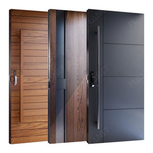 Minimalist Geometric Matte Metal Pivot Security <strong>Door</strong> with Integrated Fingerprint Smart Lock Pivot <strong>Door</strong> - Product Image 3