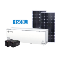 Réfrigérateur solaire BD/BC-1688 à ouverture par le haut, congélateur horizontal profond pour usage domestique et commercial