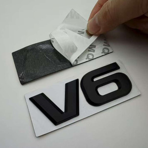Autocollant de voiture auto-adhésif en métal chromé noir 3D avec logo V6 V8, badge de cylindrée du moteur, pour Toyota V6 V8, accessoires automobiles - Product Image 6