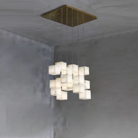 Marbre Design Créatif De Rotation D'escalier Pendentif Lumière Escalier Duplex Villa Lumière De Luxe Espagnol Albâtre Cube Lustre
