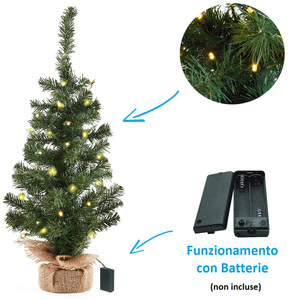 Artificial <b>Tabletop</b> Christmas <b>Tree</b> 60 Cm 20 Led Lights Mini Fir <b>Tree</b> Jute Base Decorations - Product Image 4