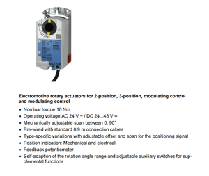 GLB166.1E ตัวกระตุ้นโรตารี่ระบบ HVAC, ควบคุมด้วยแรงดัน 0-10V, แรงบิด 10 นิวตันเมตร, 150 วินาที, IP54, พร้อมสวิตช์ 2 ตัว, แดมเปอร์ลม ระยะส่งลมสูงสุด 1.5 เมตร - Product Image 5