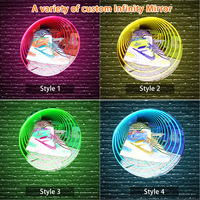 Miroir LED à Alimentation CA, Effet Infini 3D, Miroir Abysse à Mille Couches, Lumière LED pour Fêtes, Maison, Bureau, Entreprises, Magasins et Hôtels