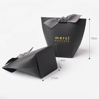 Boîte à bonbons en papier personnalisée avec logo en feuille d'or, blanche et noire, mini, pour anniversaire, mariage, cadeau, avec nœud