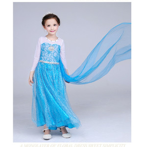 Vestido de princesa Frozen Elsa Queen, vestido largo para niñas, disfraz de actuación, material de algodón y poliéster, edad de 8 a 13 años - Product Image 5