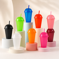 Gobelet à thé au lait en plastique PP réutilisable de qualité alimentaire, gobelet multicolores avec couvercle et paille pour bubble tea à emporter et services de traiteur