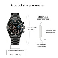 Jam Tangan Pria Custom Logo OEM ODM, Kronograf, Dial Hitam, Quartz, Tanggal, Tali Logam, Rose Gold, Klasik, Private Label, Bahan Zinc Alloy