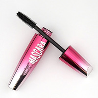 Mascara 4D Épaississant en Gros, Tube Rose Dégradé Fleur Romantique, Formule Volumisante Noire, Applicateur Spoolie pour la Vente au Détail de Maquillage