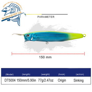Señuelo Popper de atún de pesca, lápiz de hundimiento grande, de plástico duro Artificial, 150mm, 77g, de fundición larga, para agua salada - Product Image 6