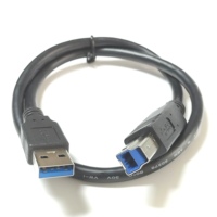 Kabel ekstensi USB 3.0 pria ke wanita, kabel ekstensi A male ke B male, kabel cetak biru hitam dengan mur M3 tetap untuk kabel data komputer