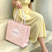 Sacs cadeaux de luxe en papier blanc de haute qualité, imprimés avec logo personnalisé, pour bijoux, vêtements et emballages cadeaux