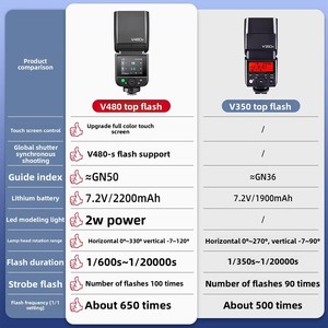 Flash <span class=keywords><strong>Godox</strong></span> V480 compatible avec les appareils photo reflex numériques et hybrides, flash professionnel pour appareil photo, synchronisation TTL haute vitesse, griffe porte-flash - Product Image 5