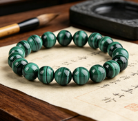 Bracelet en malachite naturelle, motif œil de chat, malachite à mille couches, bracelet à perles simples, bijoux en cristal pour cadeau