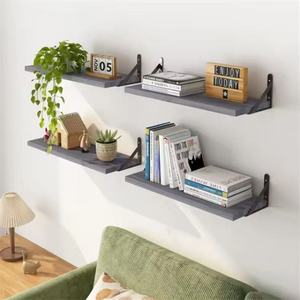 Wooden single-panel wall-mounted shelf for bedroom and living room, suitable for displaying books, <b>succulents</b>, and <b>potted</b> - Product Image 1