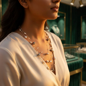 Women's Gold Plated 925 <b>Silver</b> Freshwater Pearl Beaded Bohemia Style Layered Necklace Everyday Wear - Product Image 3