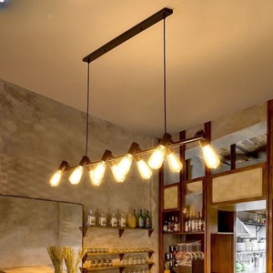 Unique Linear Pendant <b>Light</b> Stainless Steel 8 Bulbs For <b>Dining</b> Table Cafe Bar Office Industrial Style - Product Image 4