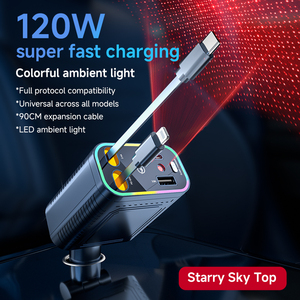 4 Trong <span class=keywords><strong>1</strong></span> Nhanh Chóng Sạc Xe Điện Thoại Trạm Sạc Có Thể Thu Vào Xe Sạc Với Môi Trường Xung Quanh Ánh Sáng Sao <span class=keywords><strong>2</strong></span> Cáp Loại C Nhanh Chóng <span class=keywords><strong>Adapter</strong></span> - Product Image 2