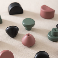 Boutons de meuble en bois massif de couleur Maillard à trou unique personnalisés, poignées peintes au four pour armoire, tiroir nordique, poignées de porte colorées