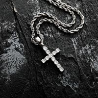 Collier rétro transparent avec zircon croisé 2P22040009, pendentif tendance avec zircone cubique en forme de croix