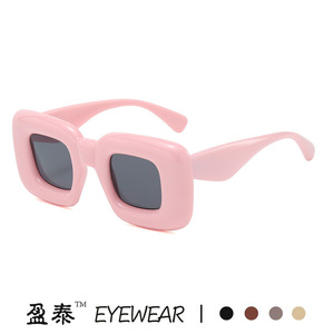Y2K <b>Square</b> <b>Sunglasses</b> Red PC Frame UV400 Protection Unisex Street Style - Product Image 3