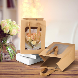 Venta al por mayor ventana transparente Mini pastel Cajas de Regalo acabado mate de moda para Mini pasteles bolsas de papel de flores - Product Image 2