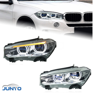 Faro a LED Junyo per BMW X5 F15 2014-2018, modificato con lente a LED a cornice blu, luci diurne <span class=keywords><strong>e</strong></span> fari anteriori. - Product Image 1