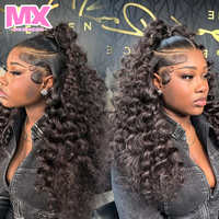 Peluca frontal de encaje sin procesar, cabello brasileño de onda profunda, densidad 180% 250%, sin pegamento, HD completa, pelucas de cabello humano virgen para mujeres afroamericanas
