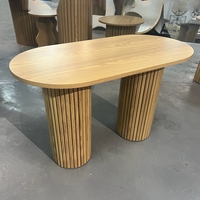 Table à manger ovale créative de style romain pour salon d'appartement, avec base en bois et finition naturelle, à monter soi-même