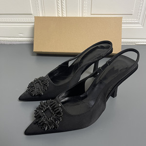 Productos dropshipping 2024 zapatos de mujer Sandalias de tacón alto con diamantes de imitación de tacón fino negro sandalias de mujer - Product Image 1
