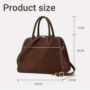 Sac fourre-tout vintage en daim vegan personnalisé pour femme, grande capacité, sac à bandoulière pour le travail et les voyages, sac à main en cuir souple - Product Image 2