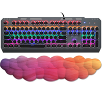 Keyboard Cloud Logo gratis kustom dengan Mouse sandaran pergelangan tangan ergonomis fitur nirkabel dasar kulit PU OEM stok kantor 3 hari