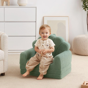 Children's Folding <b>Sofa</b> Fabric High Elasticity Foam 1 Seat Age 2 And Above With Handrails For <b>Kids</b> Reading Area - Product Image 1