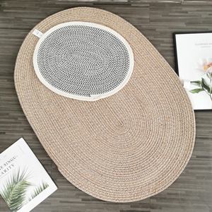 <span class=keywords><strong>Tavolo</strong></span> in corda di cotone ovale <span class=keywords><strong>rotondo</strong></span> verde caldo tappetino spesso termoisolante stuoie <span class=keywords><strong>per</strong></span> cucina da pranzo tappeti e tappeti - Product Image 4