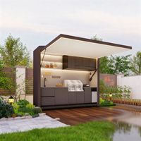 Cuisine modulaire extérieure entièrement en acier inoxydable 304, station de barbecue au gaz intégrée avec armoire de rangement, mini-réfrigérateur