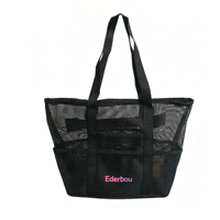 Sac de plage en maille grande capacité, sac à bandoulière en maille à séchage rapide, multi-poches pour la plage, la natation et les voyages