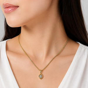 Marquise Zircon Pendant Necklace Stainless Steel Pointed Oval Frame Adjustable <b>Gold</b> and Silver Color Options - Product Image 5