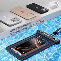 Casing dompet ponsel antiair 2 pak, tas kering ponsel IPX8 untuk iPhone & Samsung casing ponsel tahan air hingga 7 inci dengan tali penyandang
