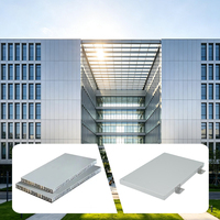 Façade de tour de bureaux en zone commerciale centrale, revêtement extérieur brillant en PVDF, panneau en aluminium alvéolaire pour mur de façade