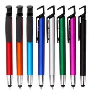 3 in 1 cheap promotional ball pen with stand and stylus ballpoint pen with logo printed Boligrafo