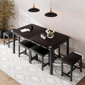 Manufacturer's modern minimalist dining <b>table</b> and stool combination, extendable, suitable <b>for</b> <b>small</b> apartments and home use, - Product Image 1