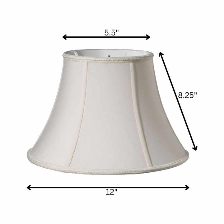 12\" Cream Slanted Oval Shantung PVC Lampshade Modern Chinese Design Style Minimalist Transparent Cone for Home Lighting Covers