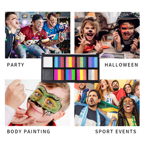 <span class=keywords><strong>Kit</strong></span> de peinture pour le visage de haute qualité, aux couleurs arc-en-ciel, à base de plantes naturelles, certifié CE, sans danger pour la peau, pour les fêtes, palette de peinture pour le visage et le corps pour les enfants - Product Image 2