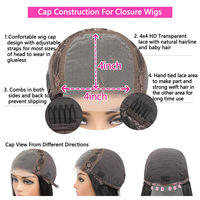 Perruque Cheveux Humains Vierge Brésiliens Remy Ondulés Profonds, Densité 150%-250%, Lace Front Marron 4x4 5x5 13x4 13x6, Cheveux de Bébé Longs