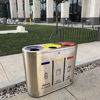 Poubelle à trois compartiments en acier inoxydable de haute qualité de 120 L
