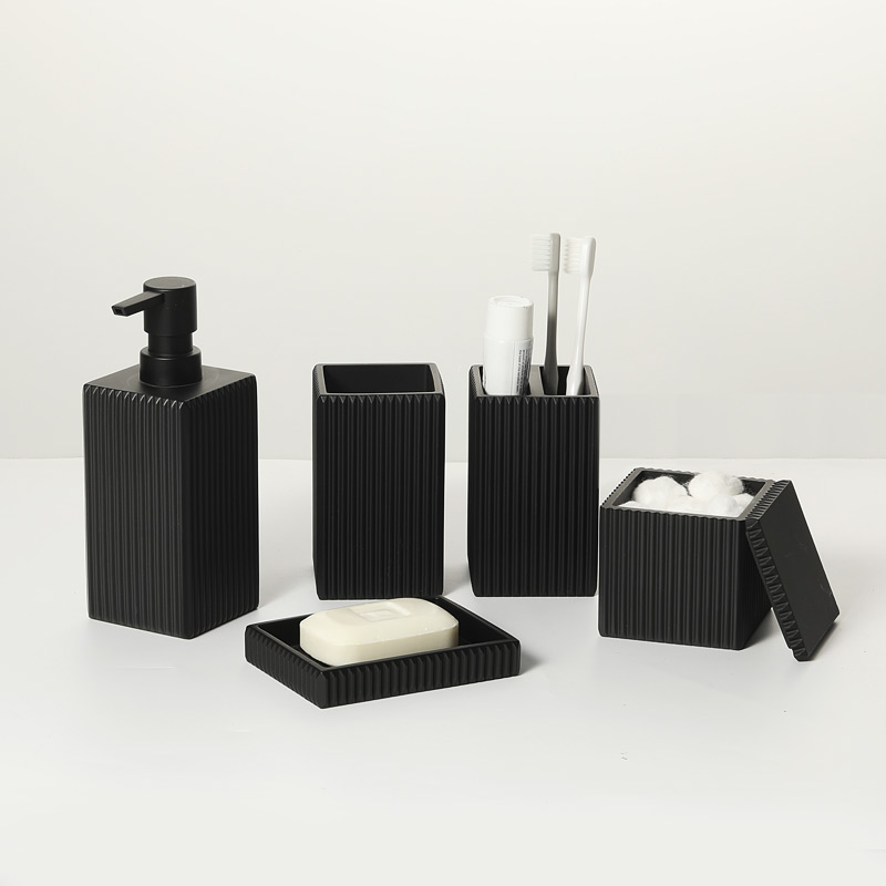 Набор аксессуаров для ванной из смолы, диспенсер для лосьона, стакан для мыла, набор аксессуаров для ванной черного цвета