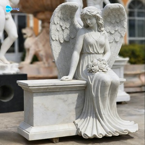 Escultura <span class=keywords><strong>de</strong></span> Ángel <span class=keywords><strong>de</strong></span> Mármol Blanco Hecha a Mano y Personalizable, <span class=keywords><strong>Monumento</strong></span> para Cementerios y Memoriales <span class=keywords><strong>de</strong></span> Villas - Product Image 6